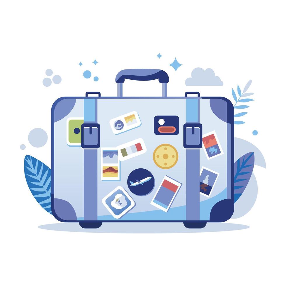A flat style illustration of a suitcase vector