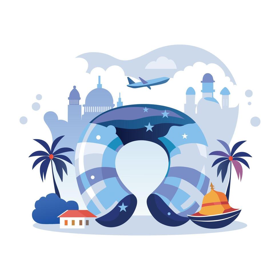 A flat style illustration of travel pillow vector