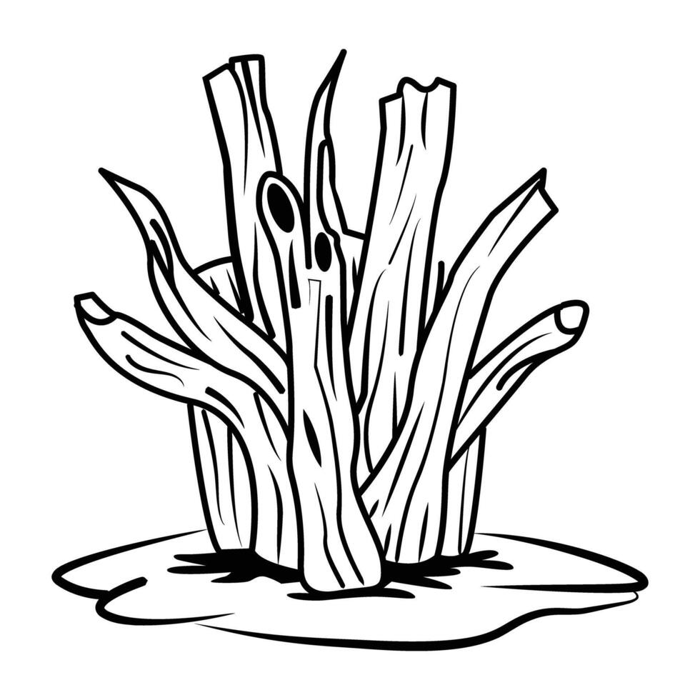 Hand drawn icon of a piece of driftwood vector