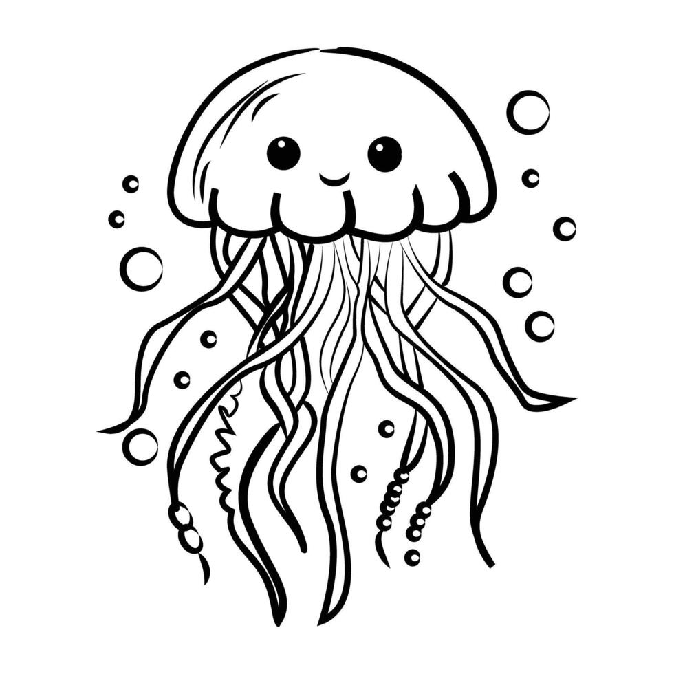 A hand drawn icon of cute jellyfish vector
