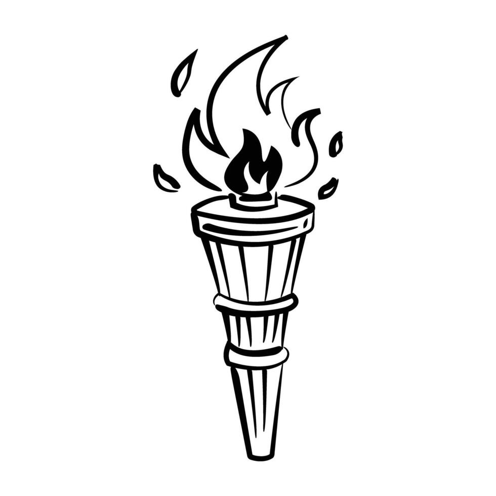 Doodle style icon of a burning tiki torch vector