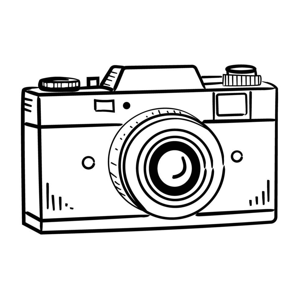 A hand drawn icon depicting a camera vector