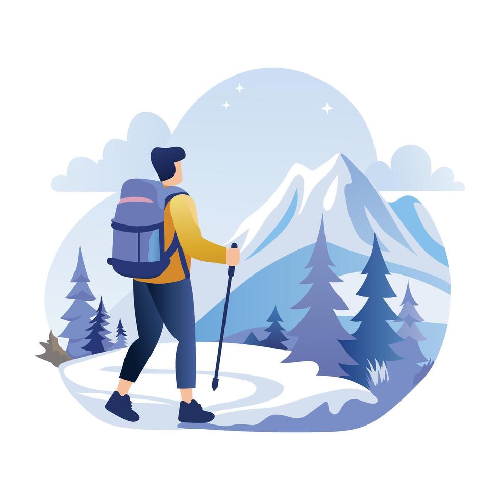 snow mountain range with a serene lake in the foreground vector
