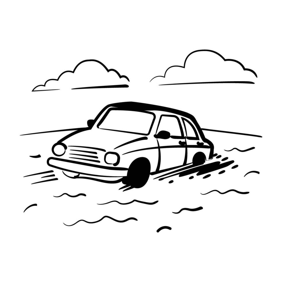 Doodle style icon of a car vector