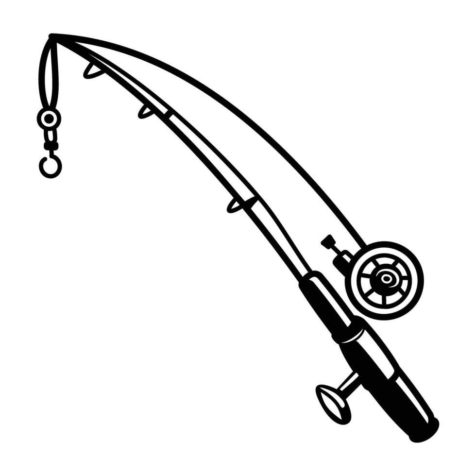 A hand drawn icon of a fishing rod vector