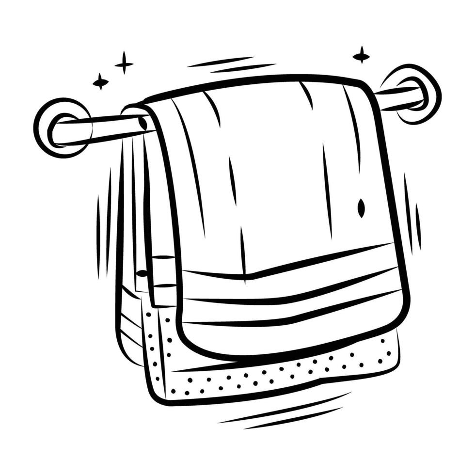 A hand drawn icon of hanging towel vector