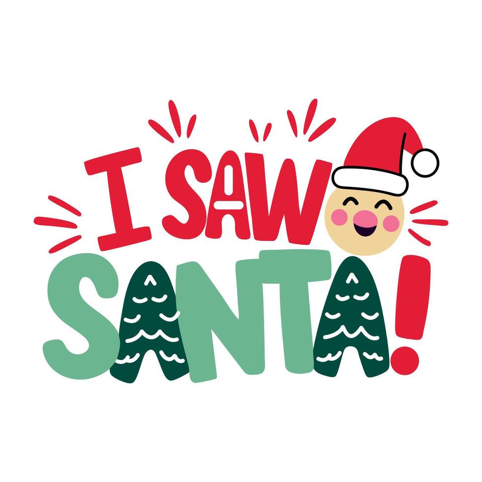 A flat sticker of santa typography vector