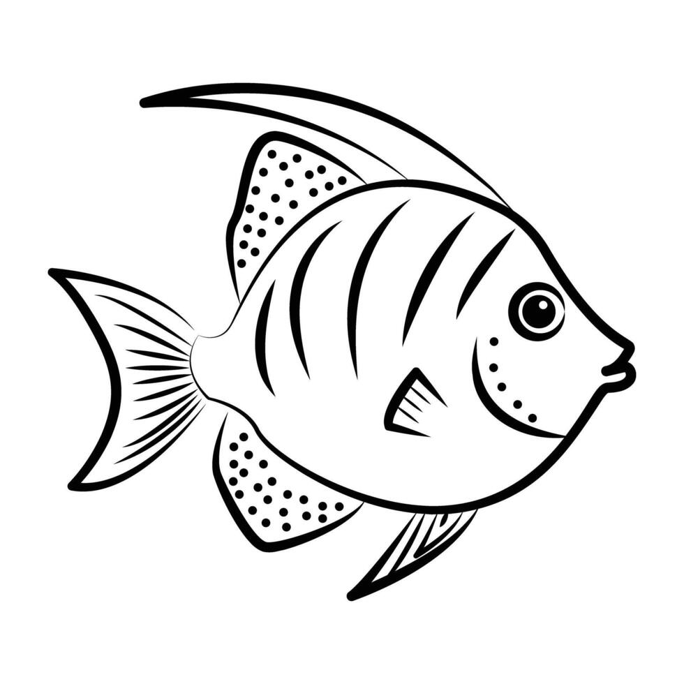 A cute hand drawn icon of tropical fish vector