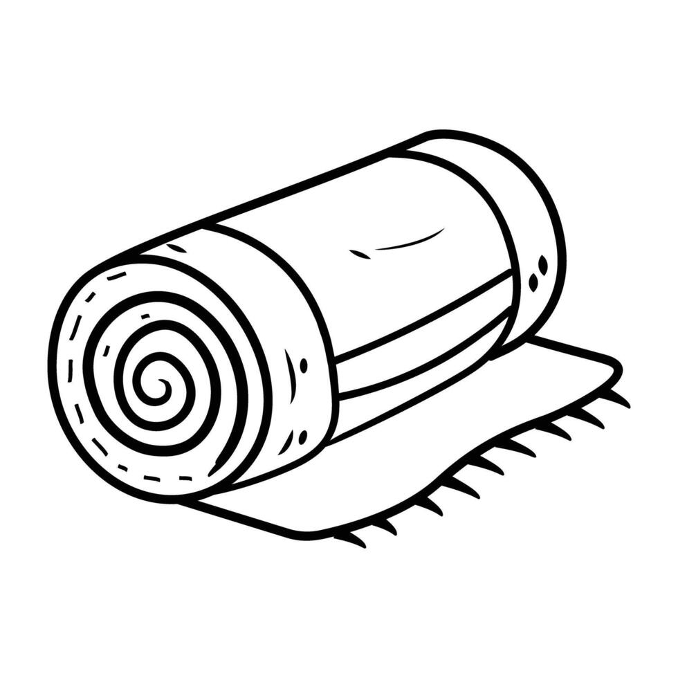 Hand drawn icon of a rolled up towel vector