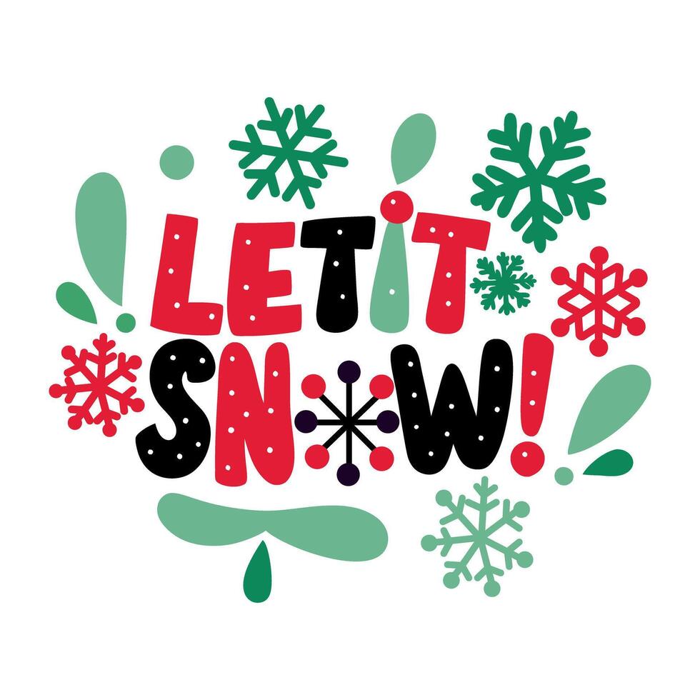 A flat sticker of snowfall typography vector