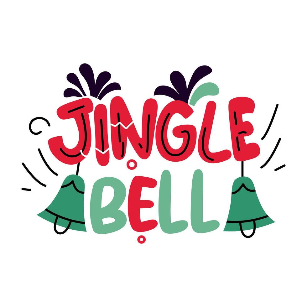 A flat sticker of jingle bell typography vector