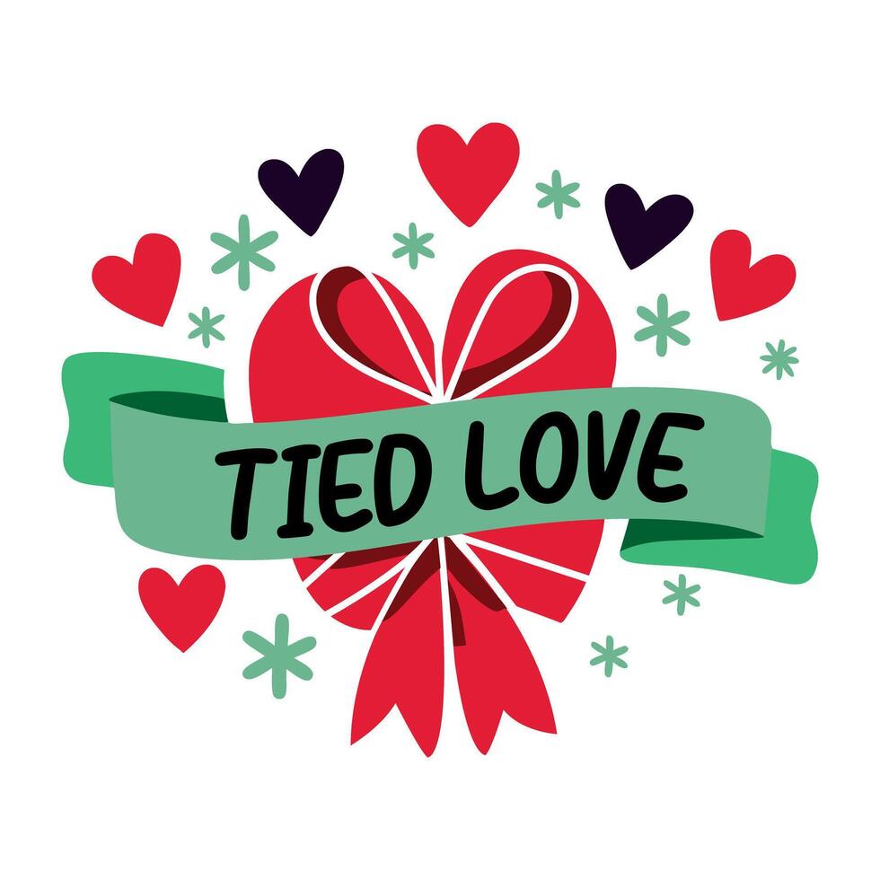 A flat sticker of christmas surprises with wrap up typography vector