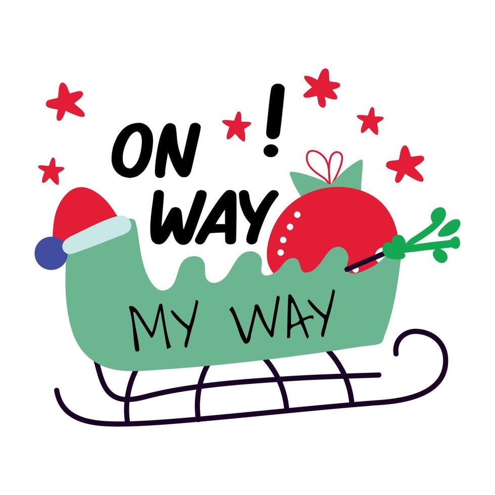 A flat sticker of christmas surprises with wrap up typography vector