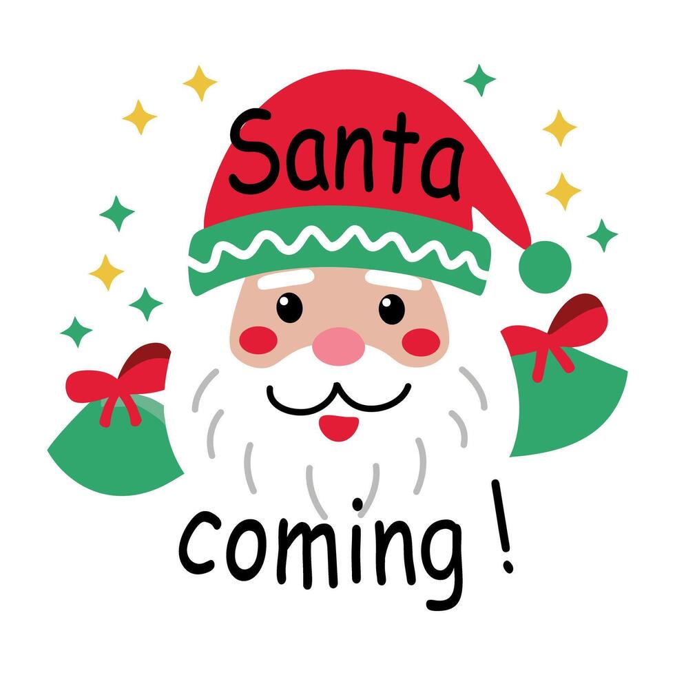 A flat sticker of a santa clause holding a map vector