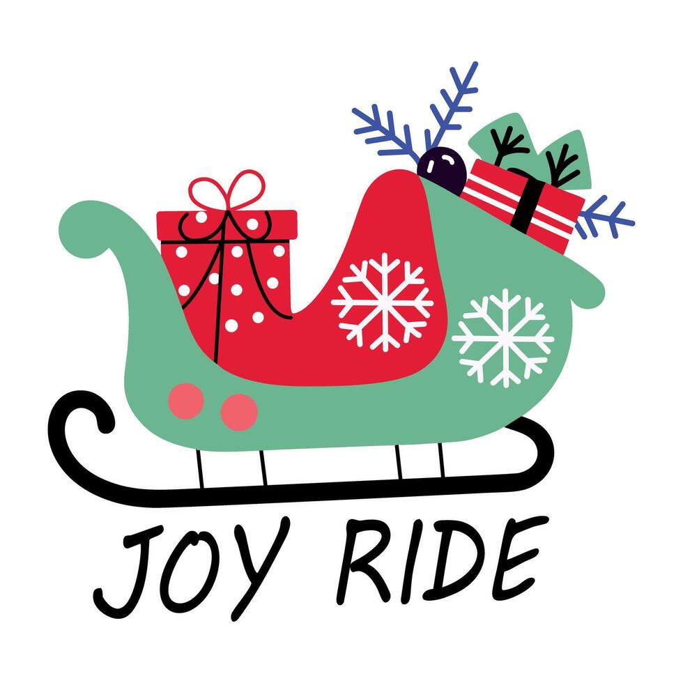 A flat sticker of christmas surprises with wrap up typography vector