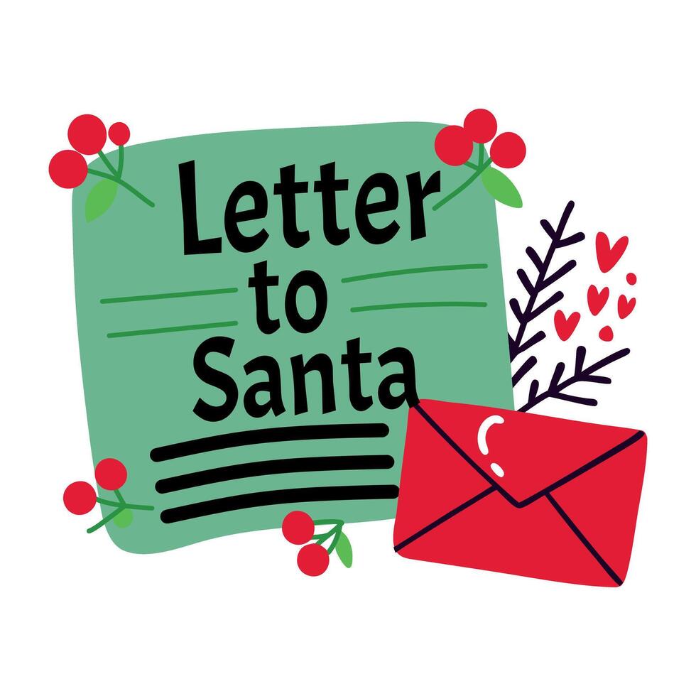 A flat sticker of santa letter vector
