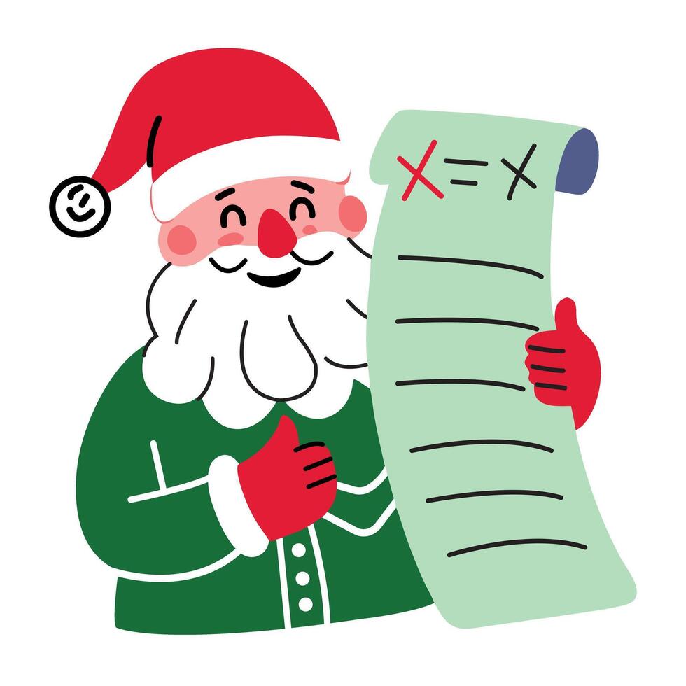 A flat sticker of a santa clause holding a map vector