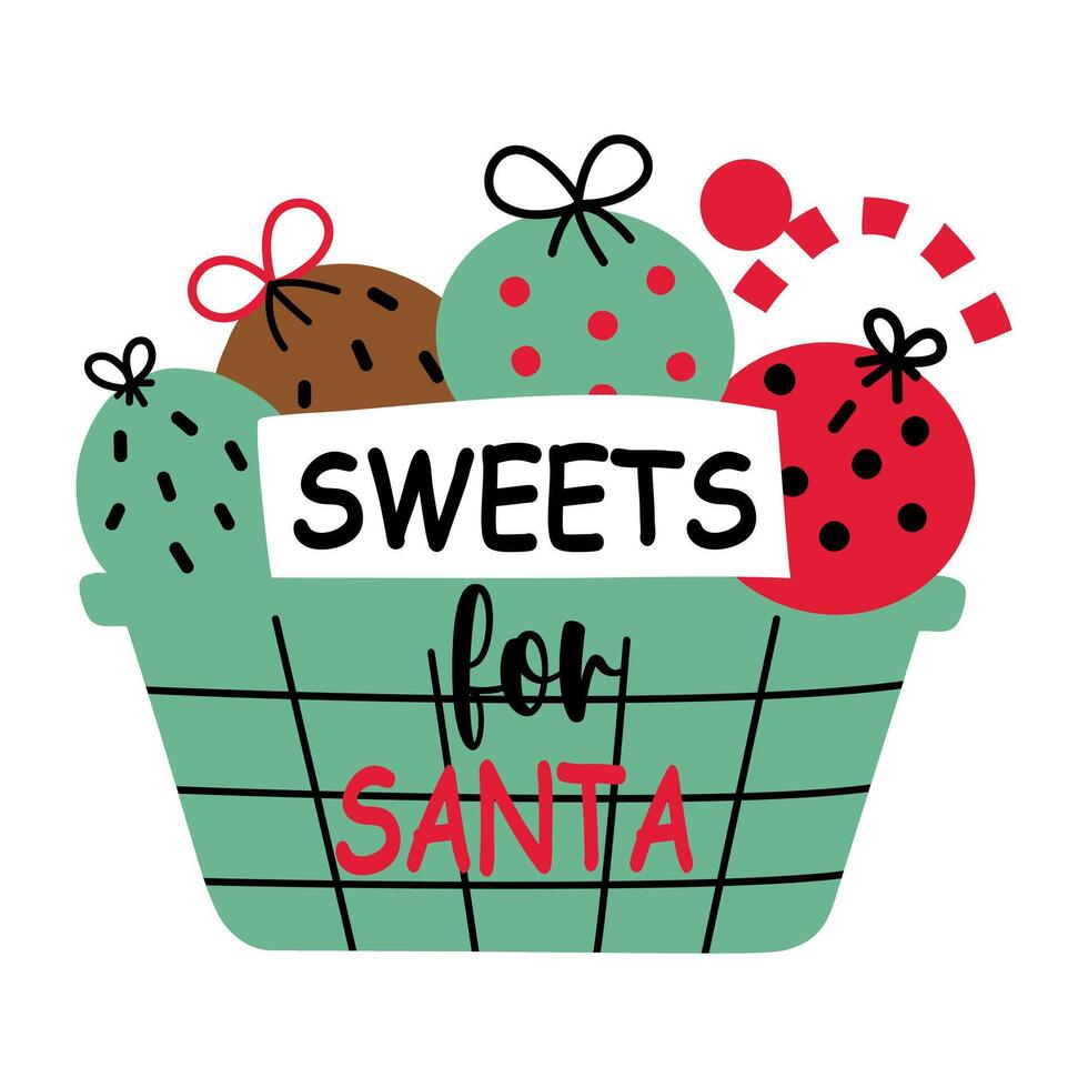 A flat sticker of christmas surprises with wrap up typography vector