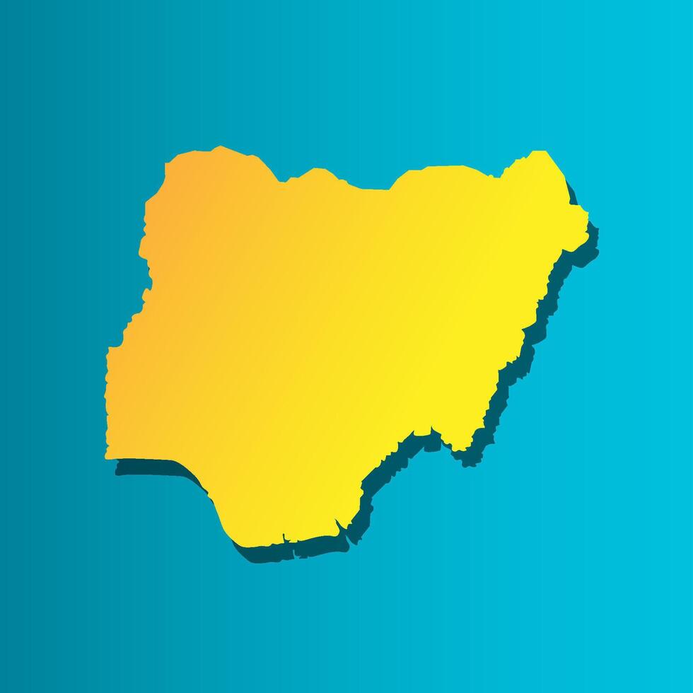 isolated simplified illustration icon with orange silhouette of Nigeria map. Dark blue background vector