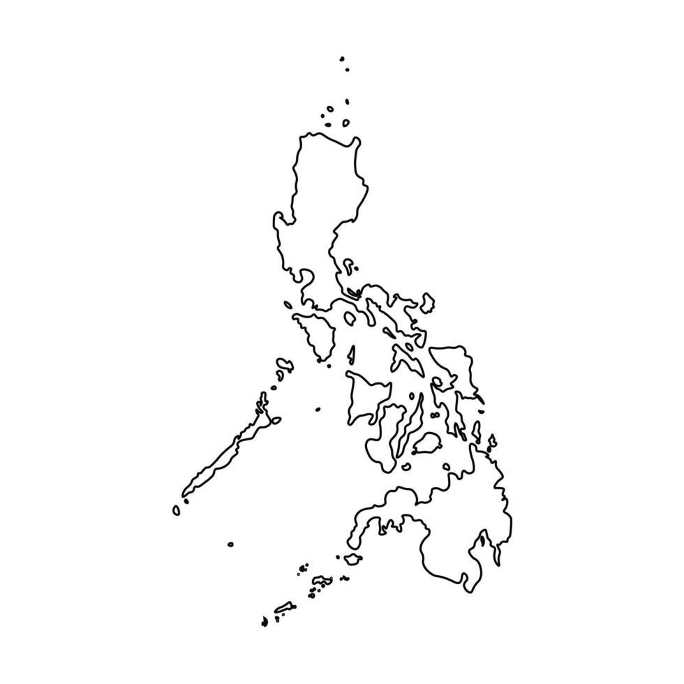 isolated simplified illustration icon with black line silhouette of Philippines map. White background vector