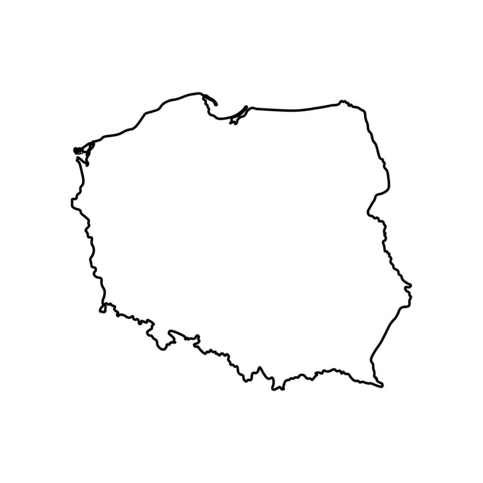 isolated simplified illustration icon with black line silhouette of Poland map. White background vector
