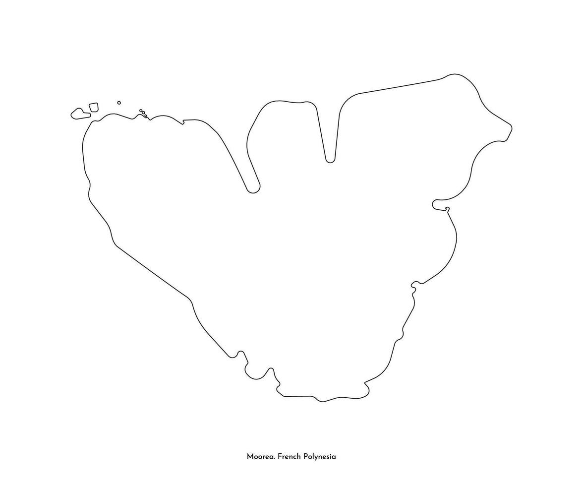 isolated simplified illustration icon with black outline silhouette of Moorea island map. Part of French Polynesia. White background vector