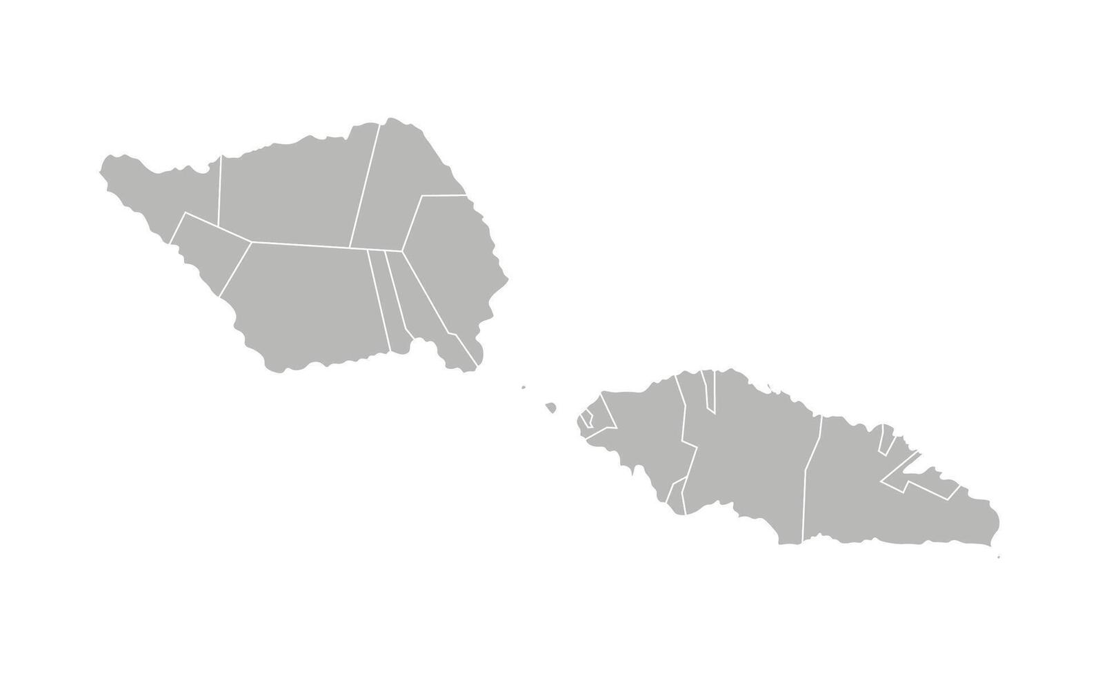 isolated illustration of simplified administrative map of Samoa. Borders of the districts, regions. Grey silhouettes. White outline vector
