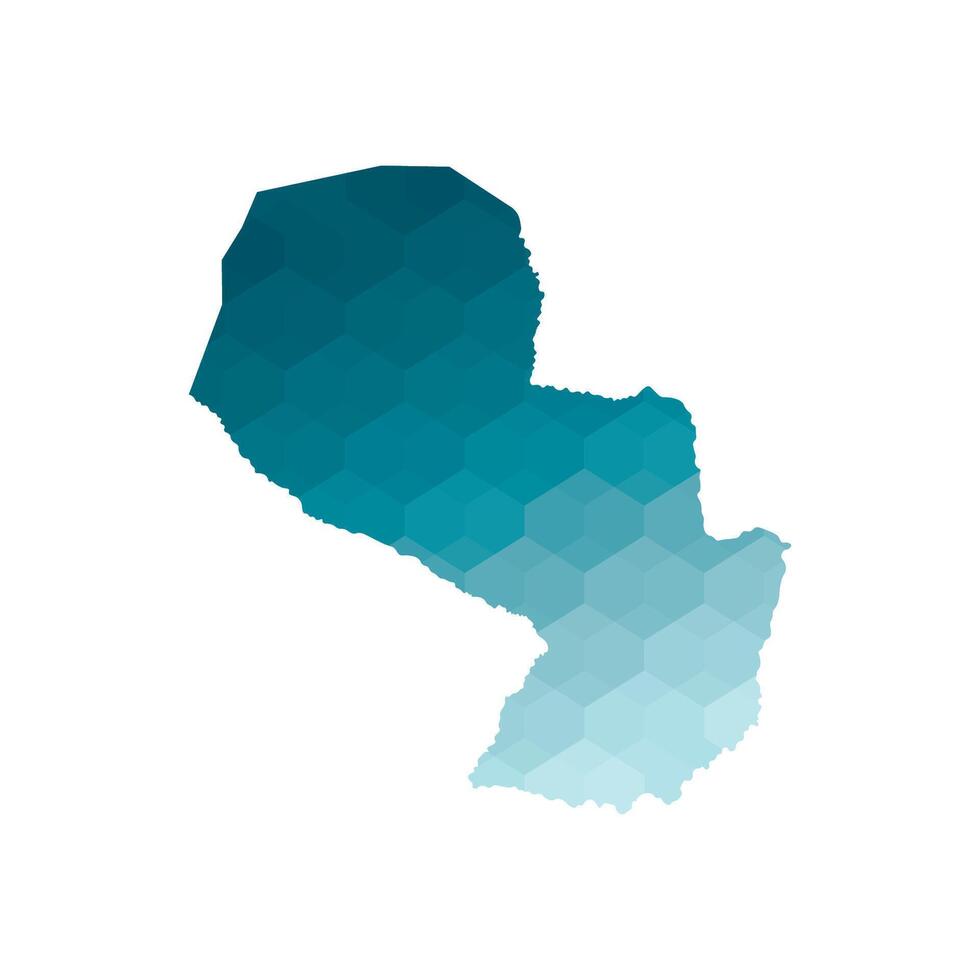 isolated illustration icon with simplified blue silhouette of Paraguay map. Polygonal geometric style. White background. vector