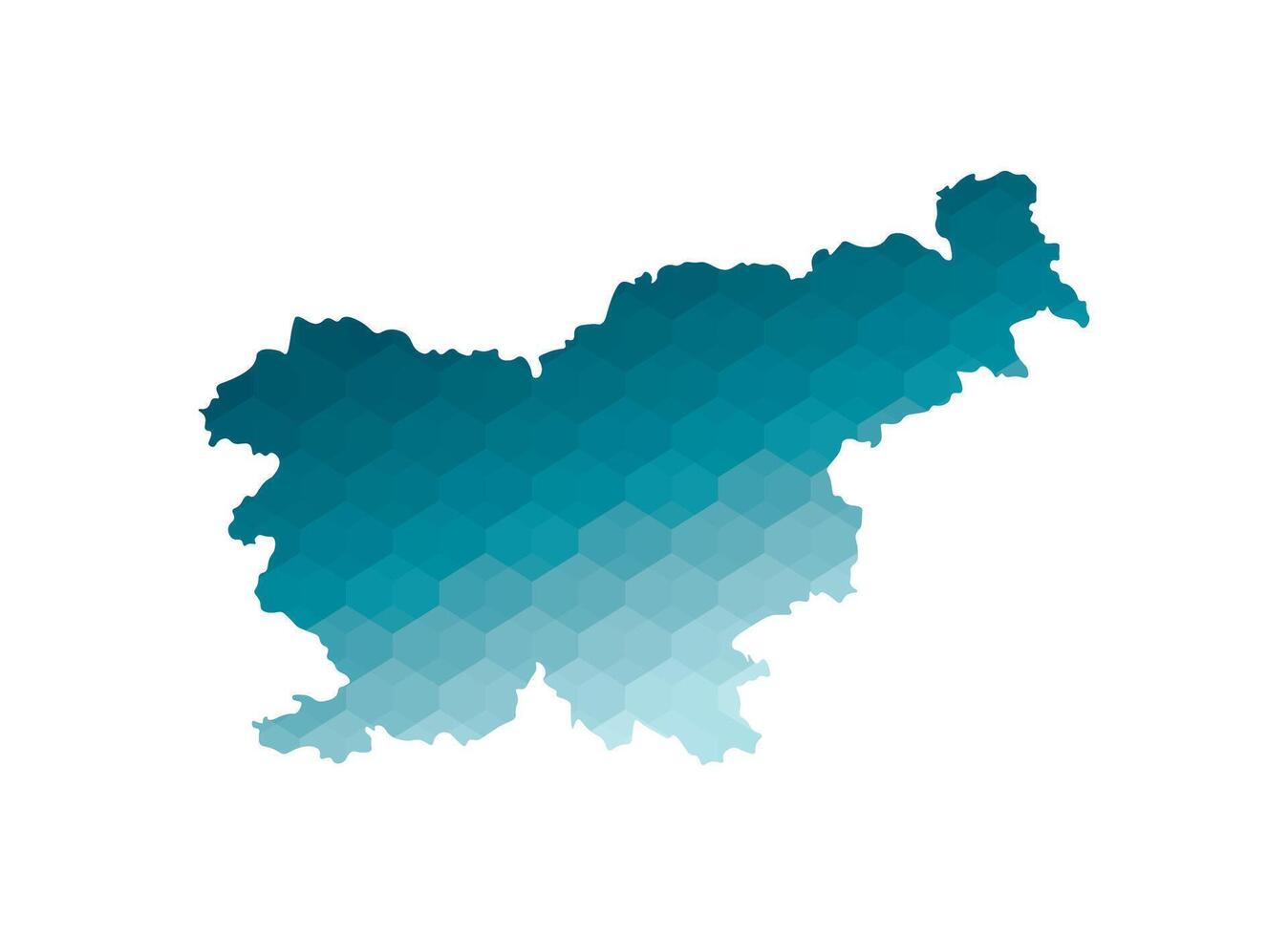 isolated illustration icon with simplified blue silhouette of Slovenia map. Polygonal geometric style. White background. vector