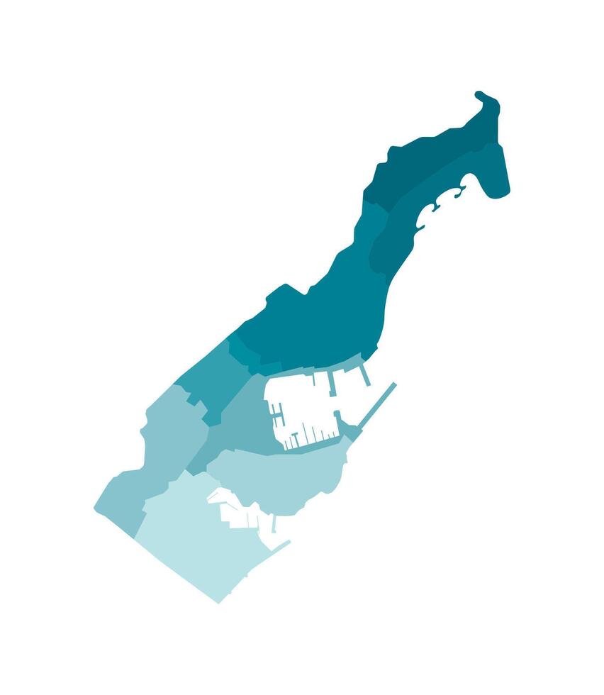 isolated illustration of simplified administrative map of Monaco. Borders of the regions. Colorful blue khaki silhouettes vector