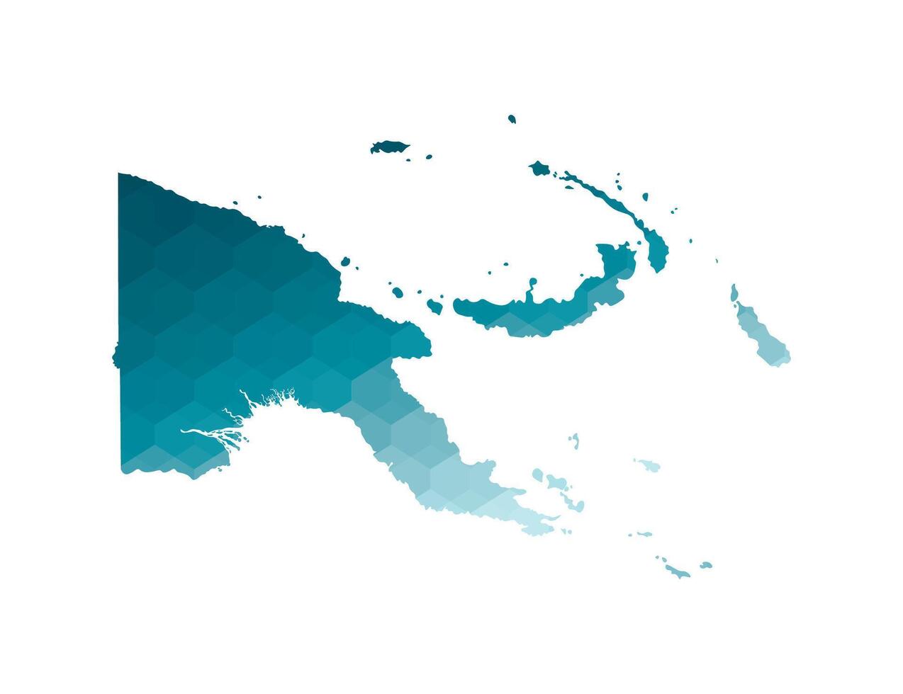 isolated illustration icon with simplified blue silhouette of Papua New Guinea map. Polygonal geometric style. White background. vector