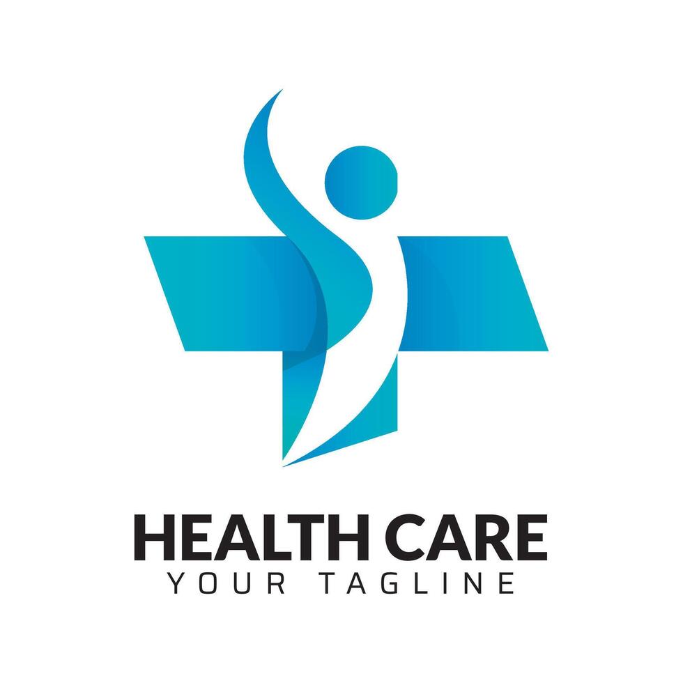 Cross man health care logo design vector