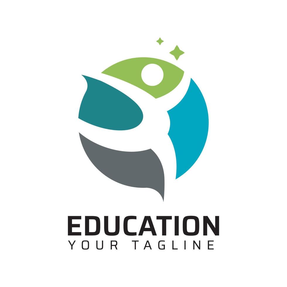 Man and circle education logo vector