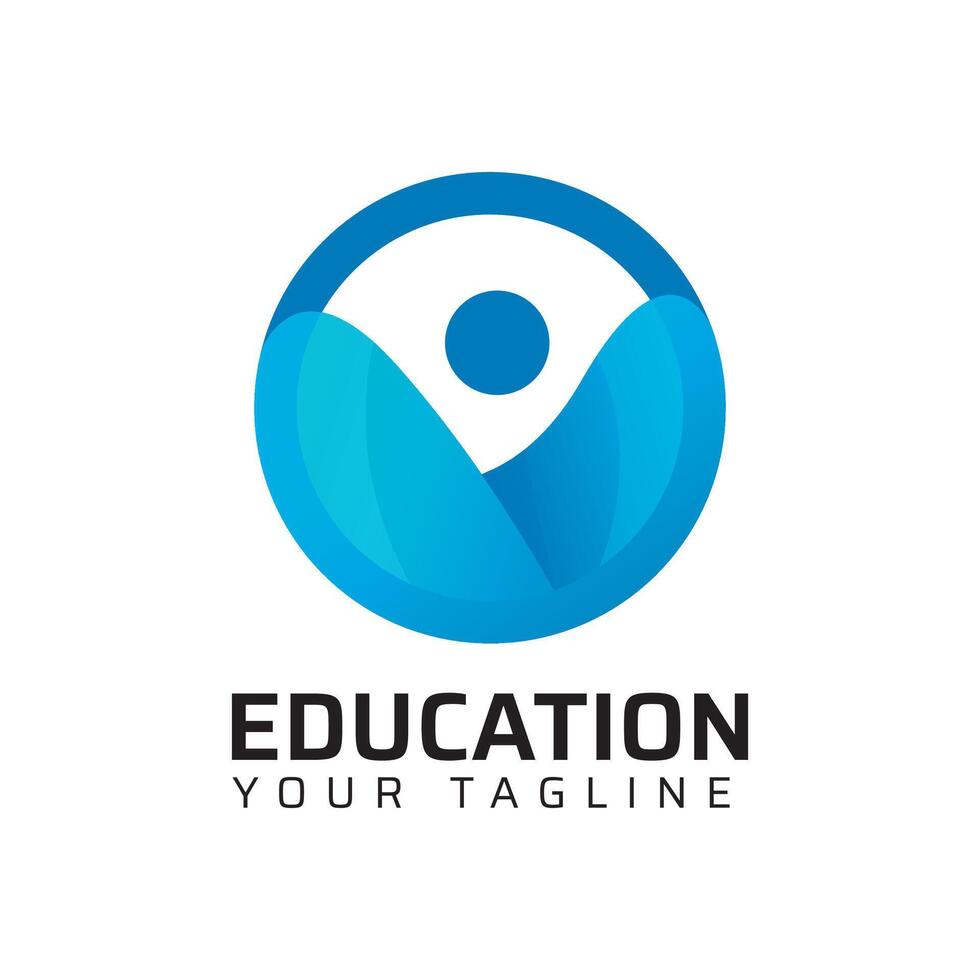 Man circle education logo design vector
