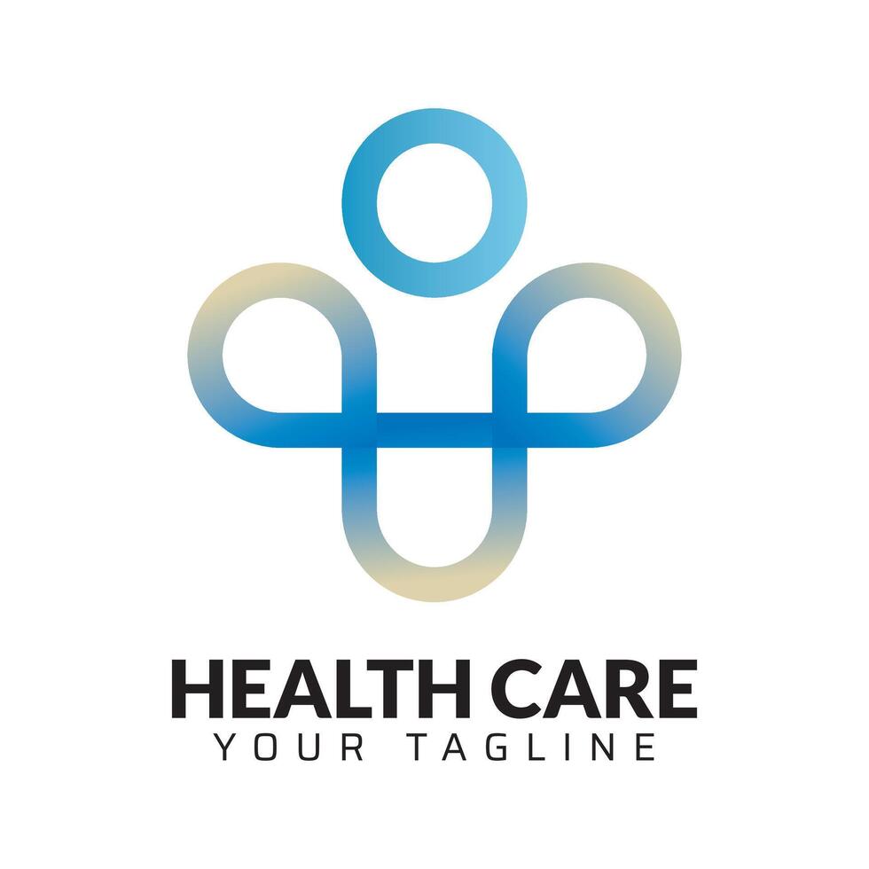 Cross and man stoke health care logo design vector