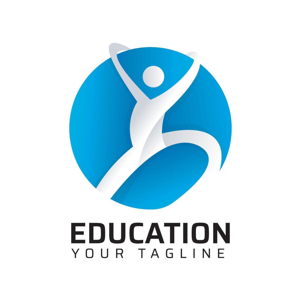 Man circle education logo design vector