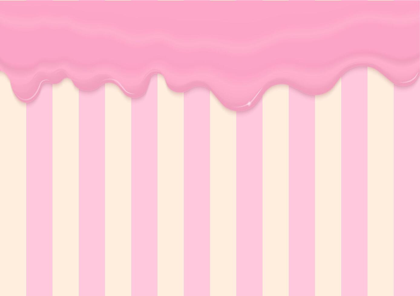Pink icing melting on striped background vector