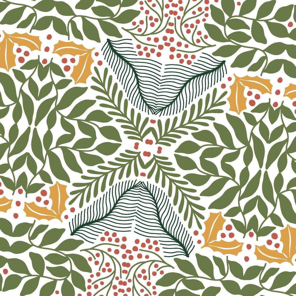 Christmas Green and Red Wreath Geometric Pattern vector