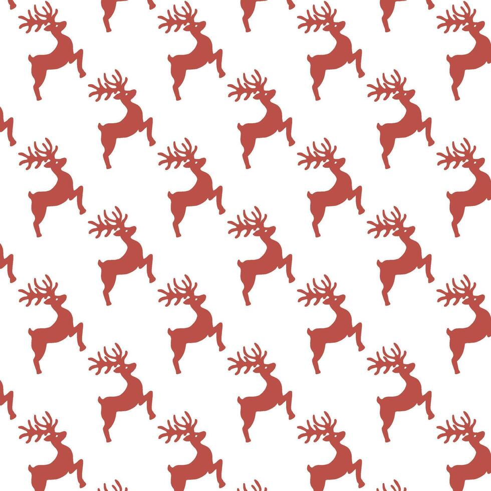 Red Reindeer Christmas Pattern on White Background vector