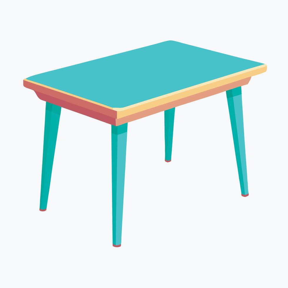 A table with a blue top and green legs vector