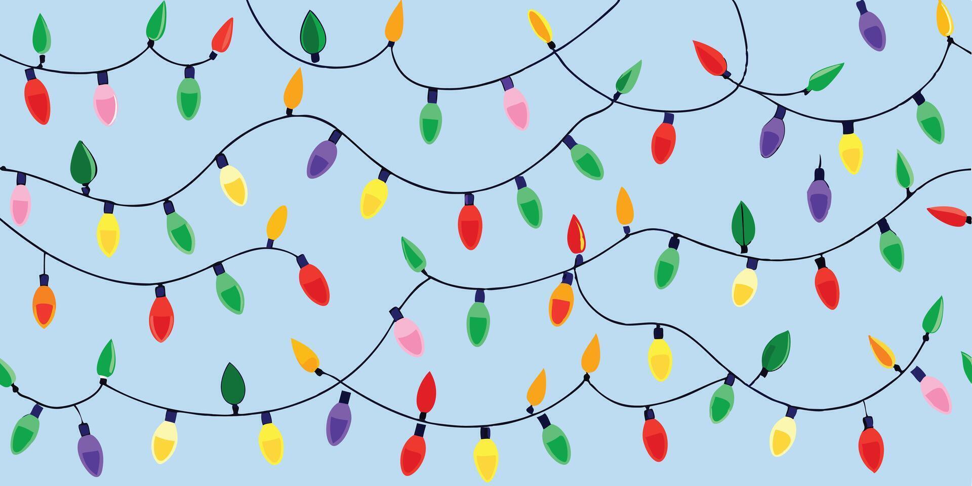 A colorful christmas light string pattern vector