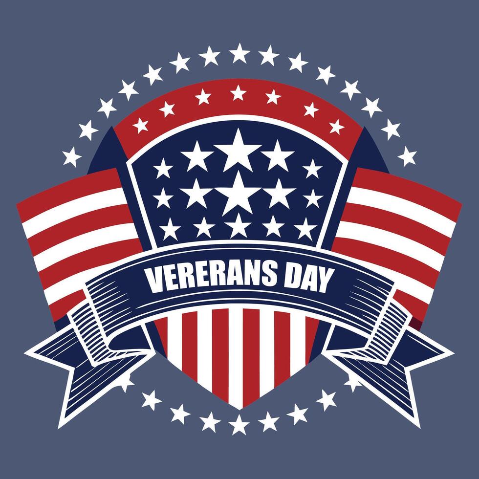 Veterans day logo with stars and stripes vector