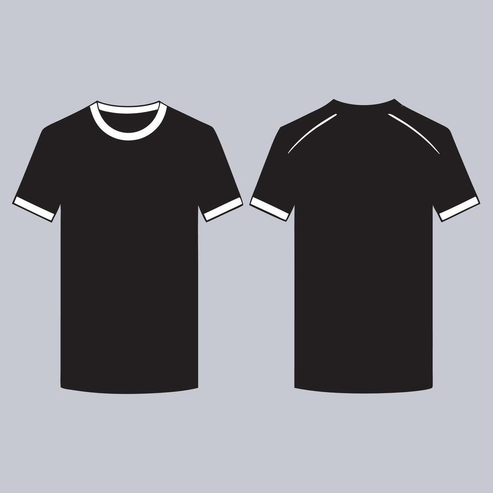 Black t - shirt template, front and back view vector