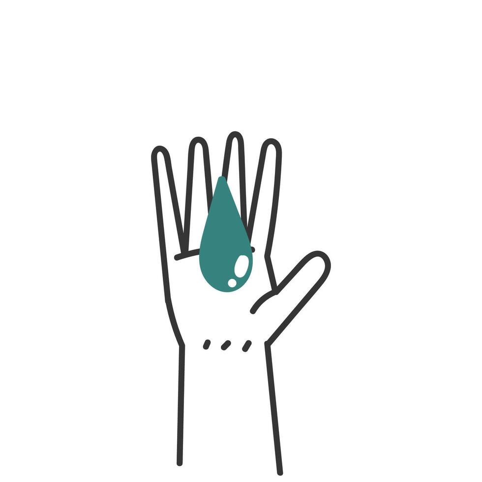 a hand holding a drop of water vector
