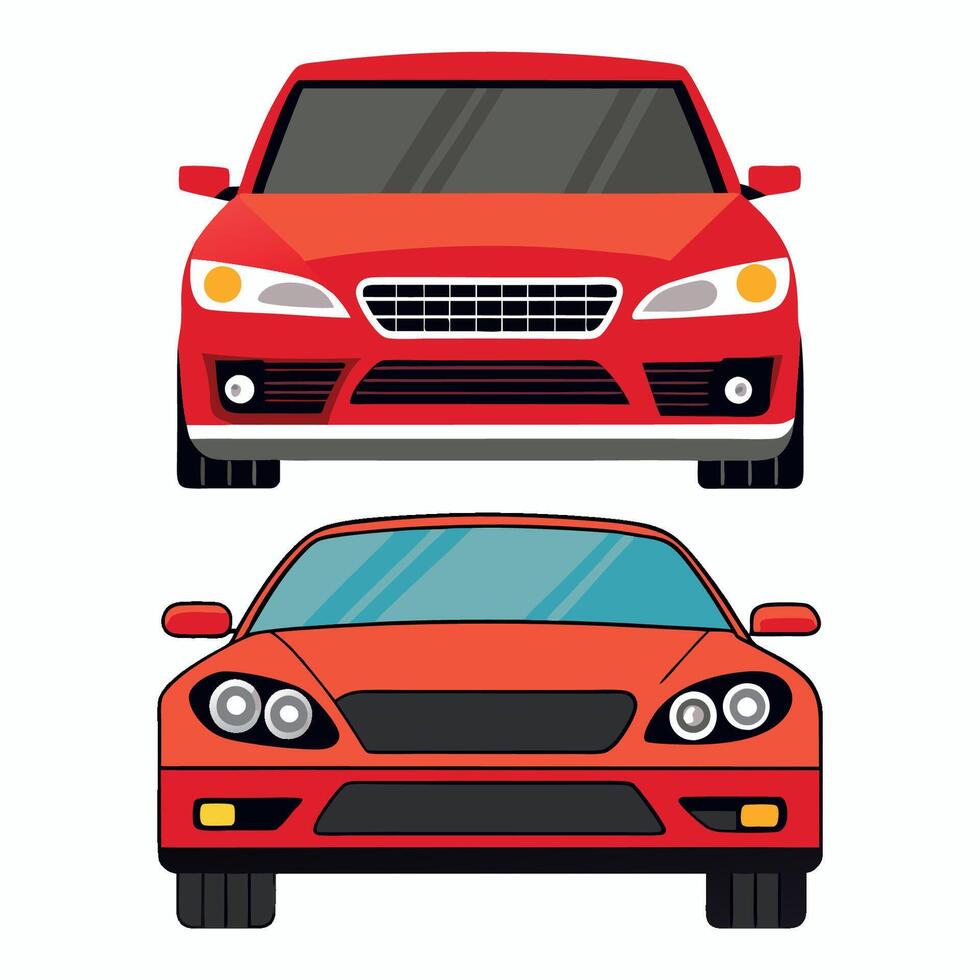Two red cars on a white background vector