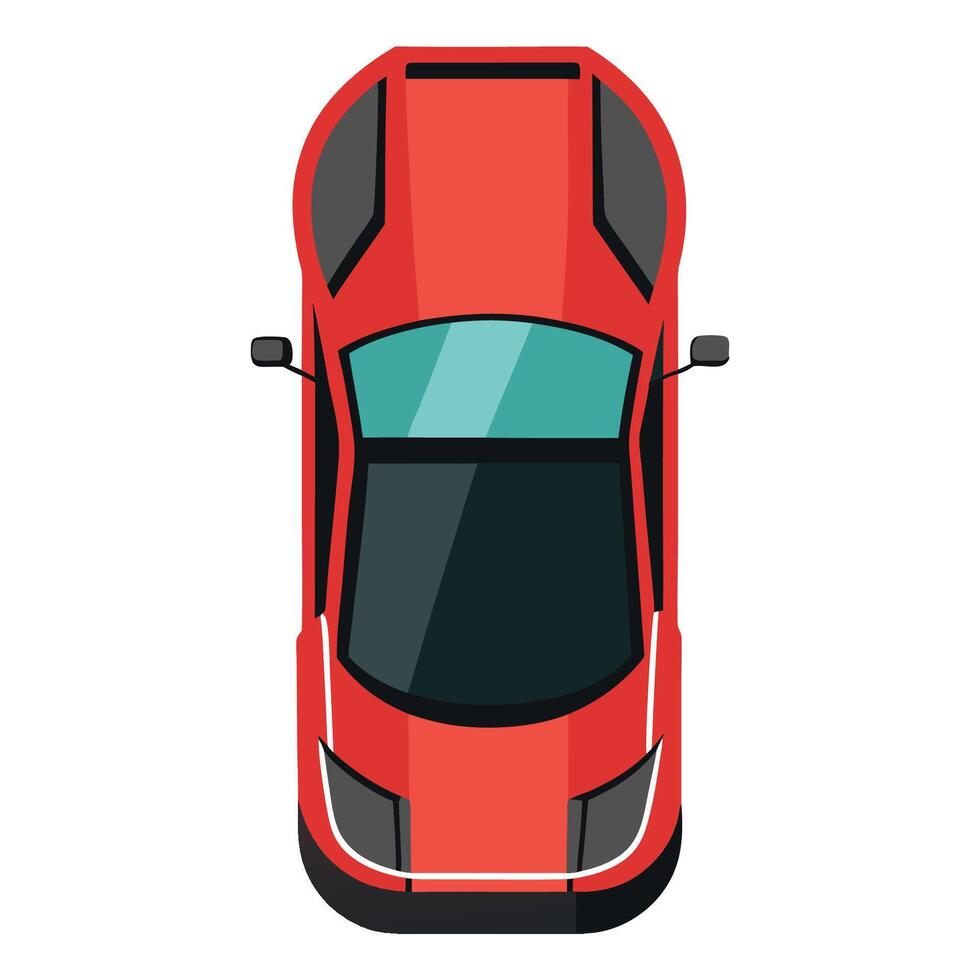 Top view of a red sports car on a white background vector