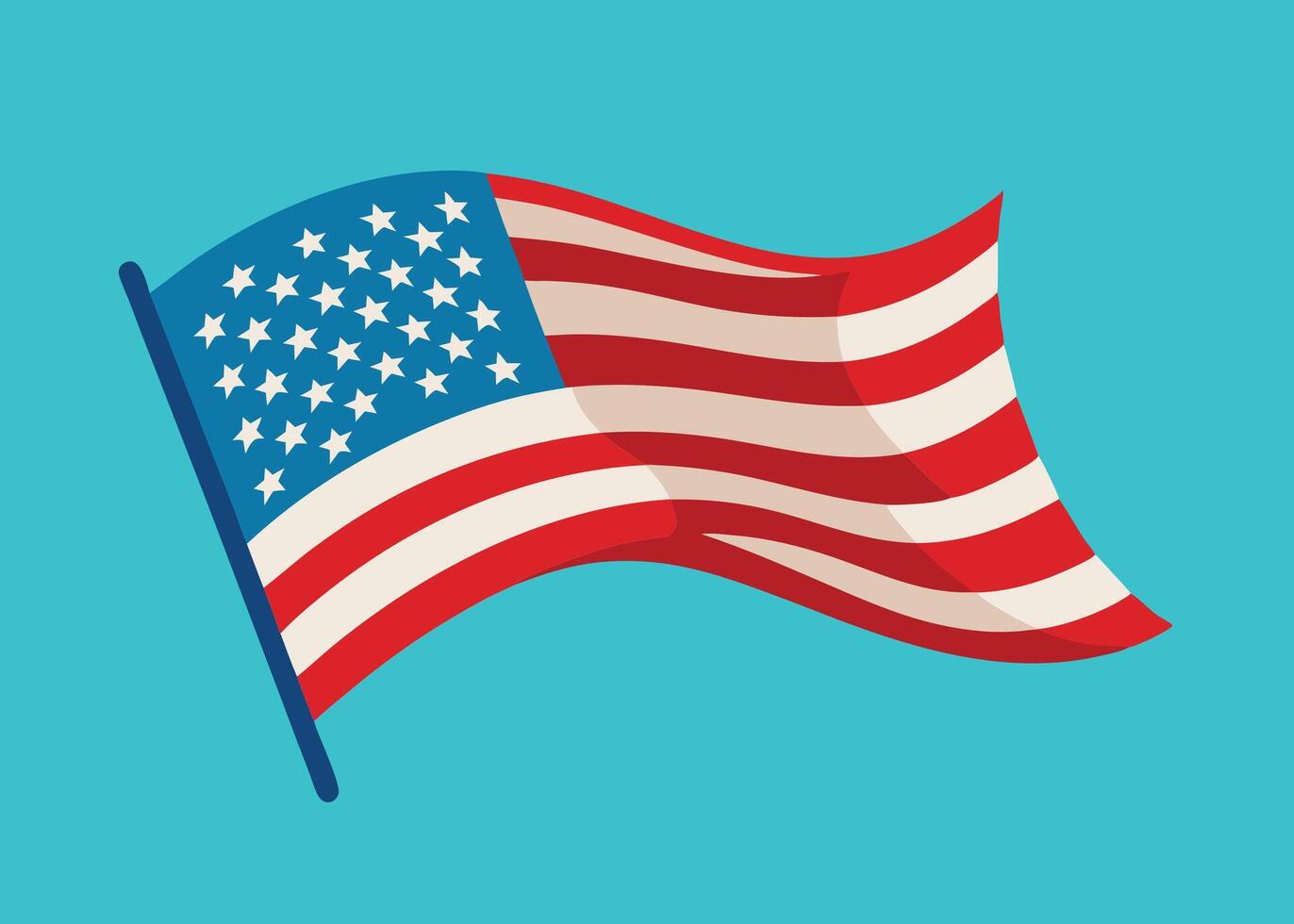 An american flag waving in the wind on a blue background vector