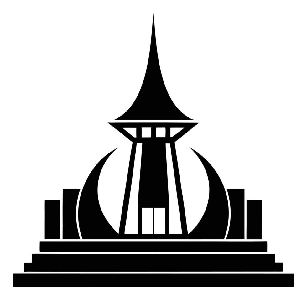 A black and white illustration of a tower with a spire vector