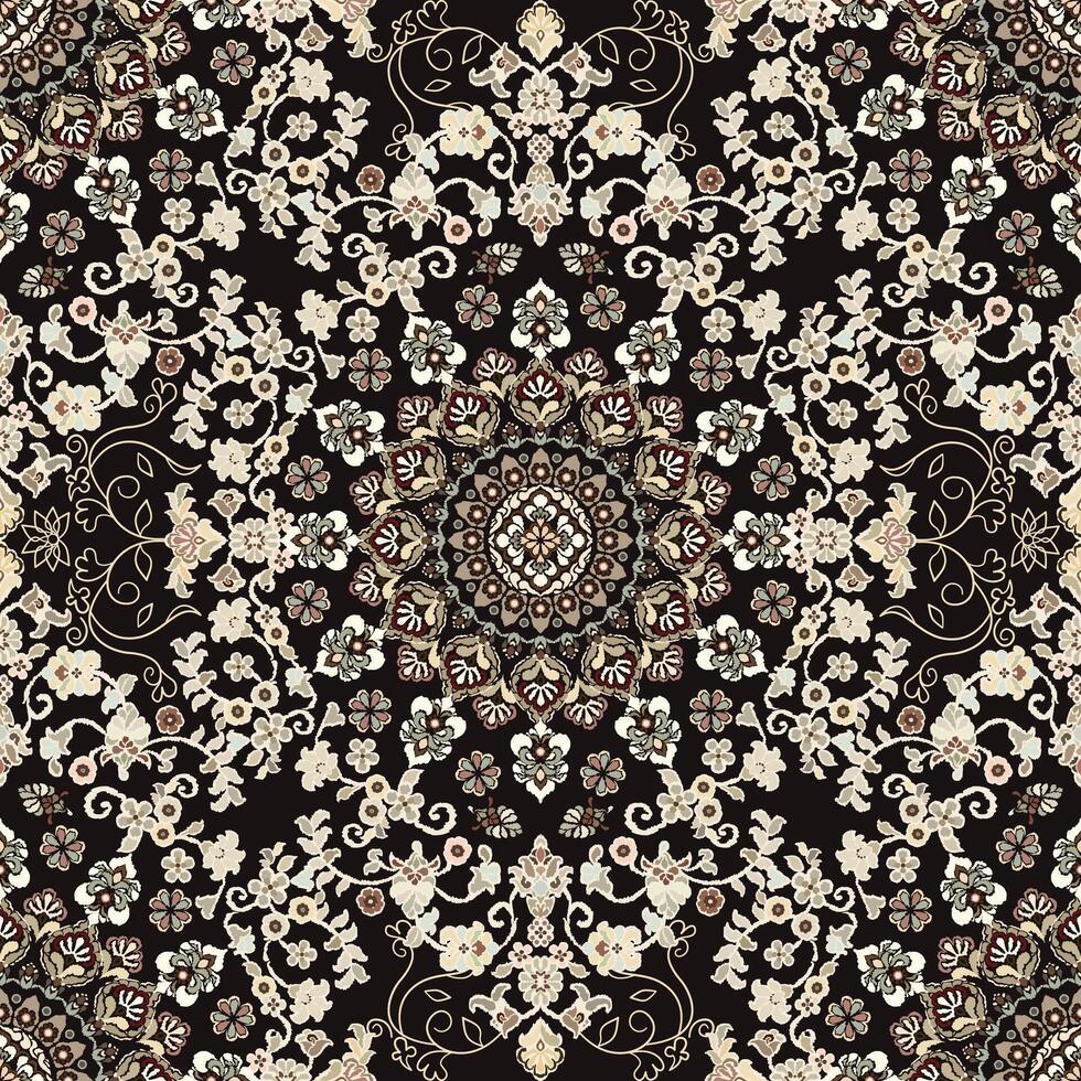 Motifs African boho paisley Floral Ikat pattern embroidery mandala. Ethnic ikat floral Ethnic Indian Pattern Ikat pattern Ethnic Pattern.Mandala floral Aztec embroidery border on black background. vector