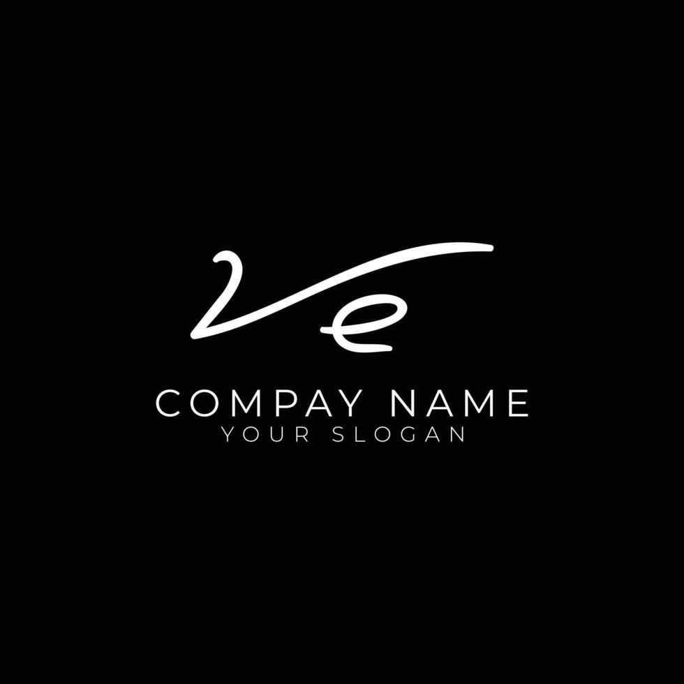 ve initial letter handwriting signature style monogram logo design template vector